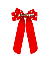 Red Minnie Polka Dot Long Tail Hair Bow